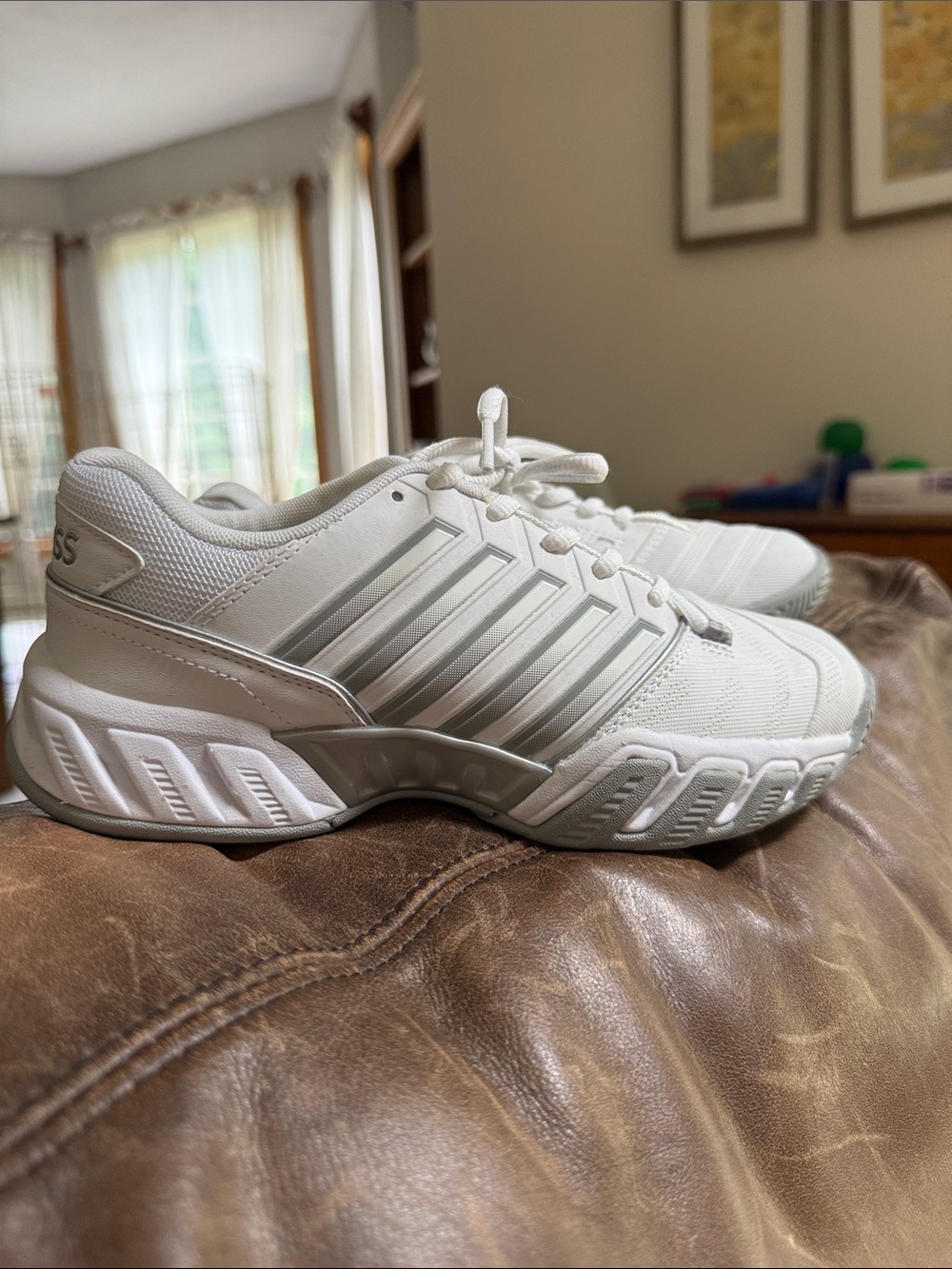 K-Swiss White and Light Gray Pickleball Shoes